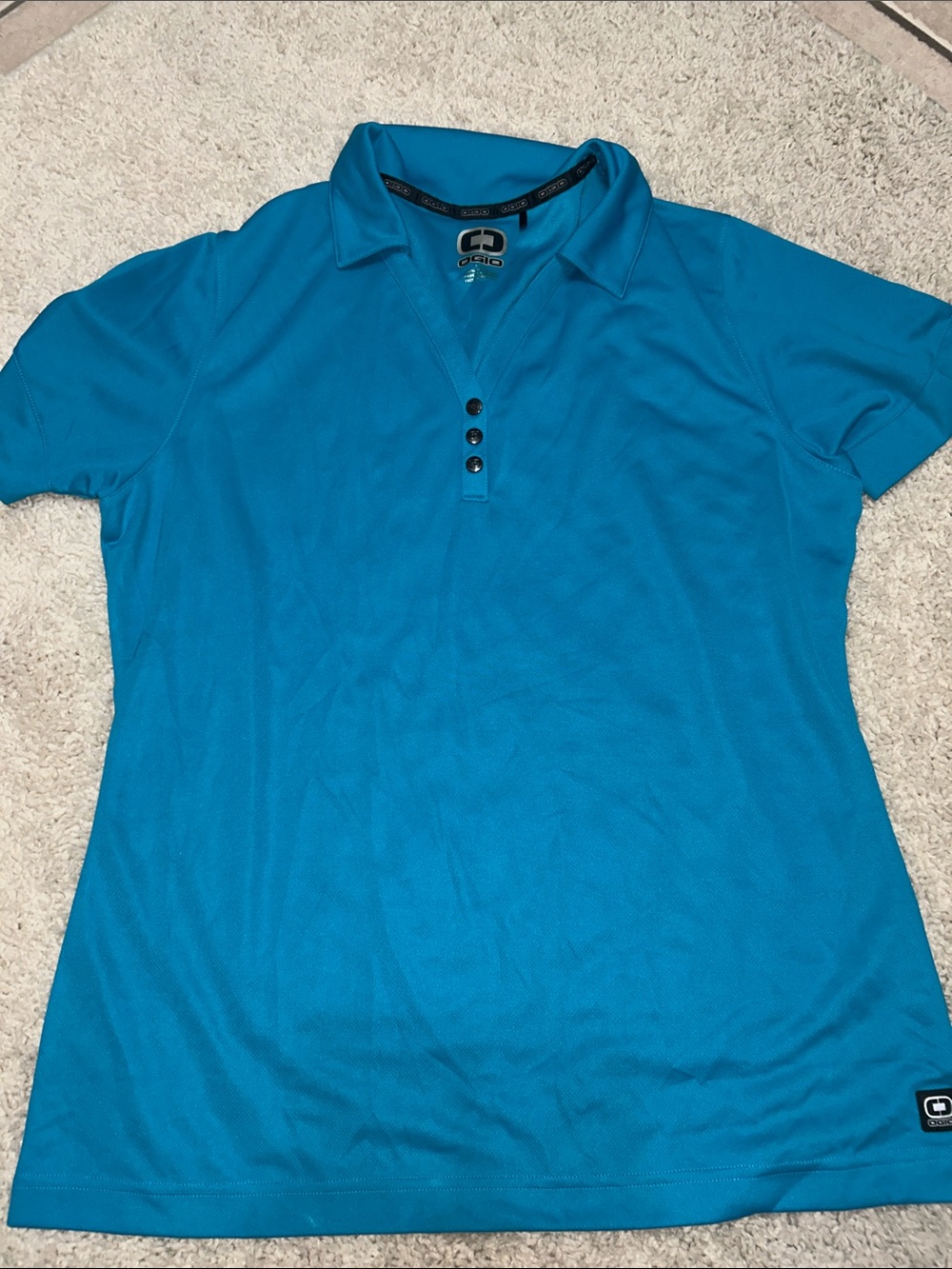 Ogio Women's Bright Teal Short-Sleeve Polo. Large